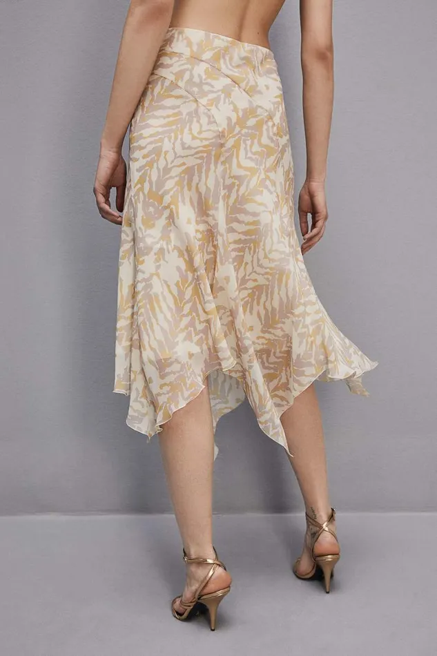 Patrizia Pepe Asymmetrical Chiffon Skirt Rawwhiteanimalier Apparel Midi
