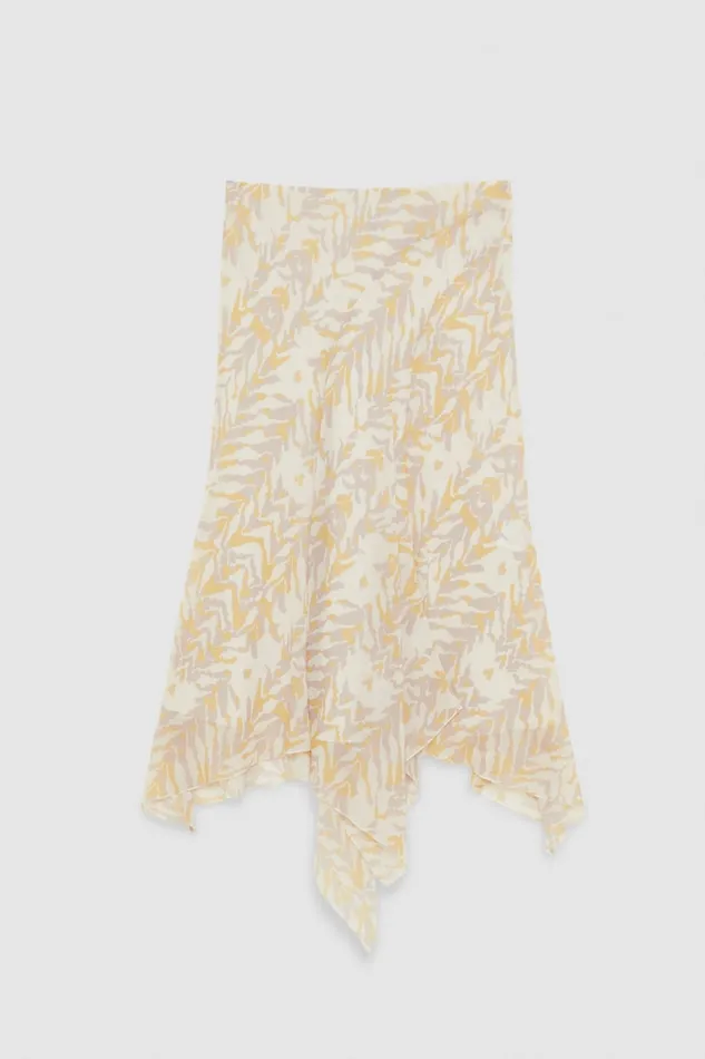 Patrizia Pepe Asymmetrical Chiffon Skirt Rawwhiteanimalier Apparel Midi