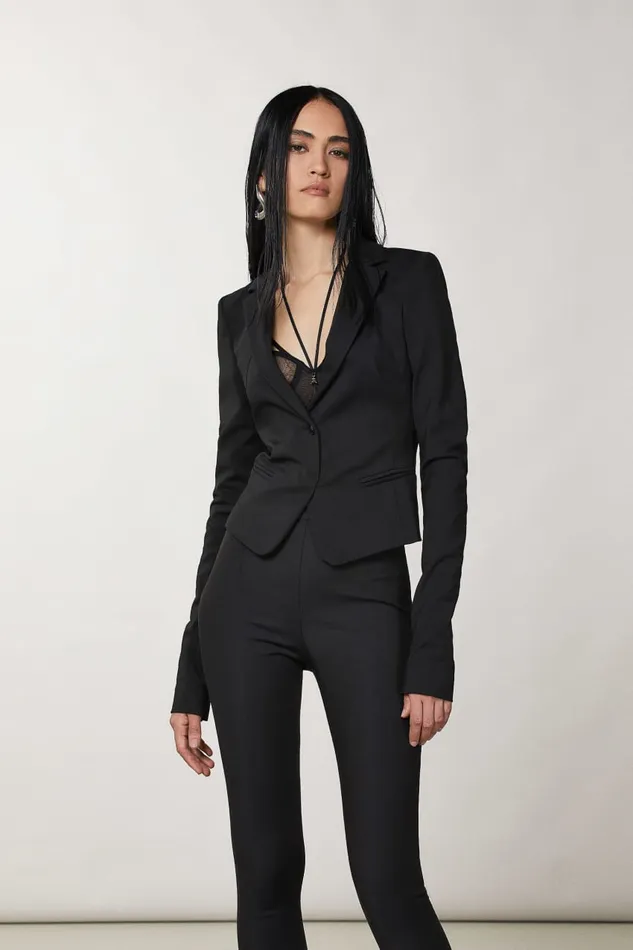 Patrizia Pepe Black 1 Button Jacket Nero Apparel Blazers