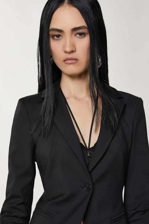 Patrizia Pepe Black 1 Button Jacket Nero Apparel Blazers