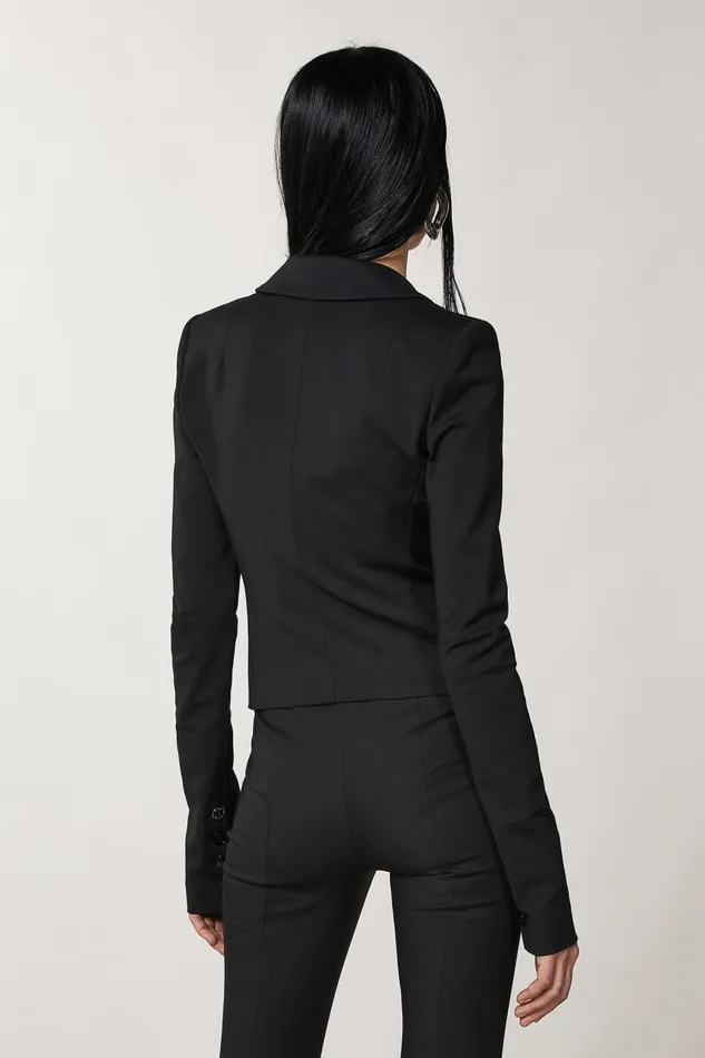 Patrizia Pepe Black 1 Button Jacket Nero Apparel Blazers