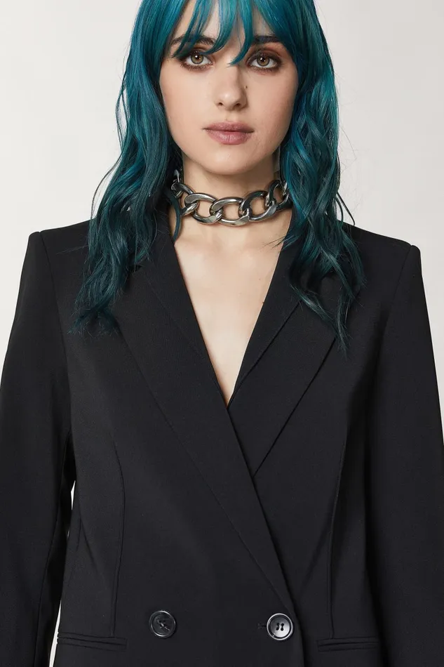 Patrizia Pepe Black Essential Doublebreasted Jacket Nero Apparel Blazers