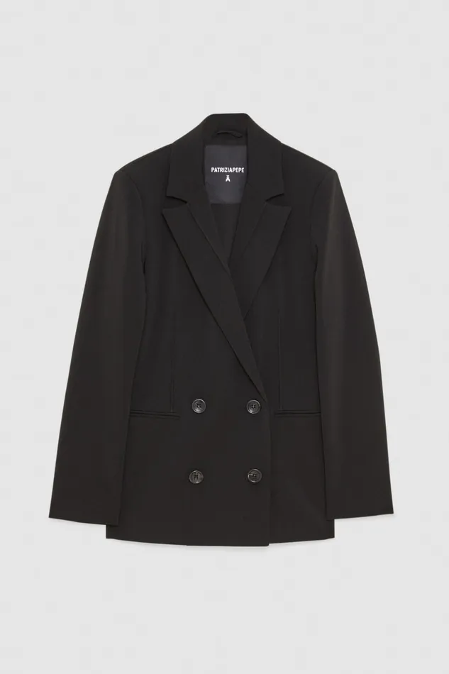 Patrizia Pepe Black Essential Doublebreasted Jacket Nero Apparel Blazers
