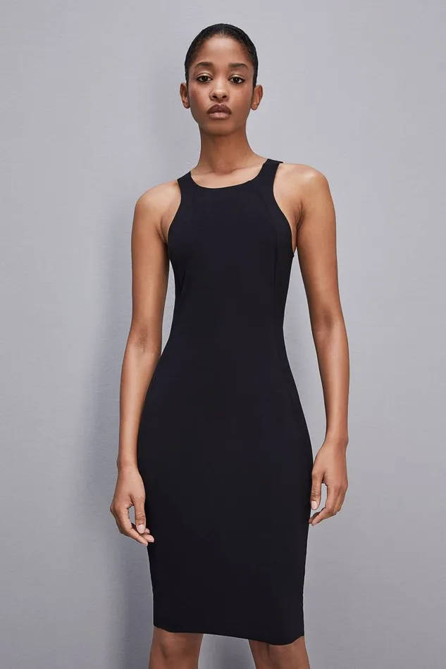 Patrizia Pepe Black Stretch Sheath Dress Nero Apparel Mini