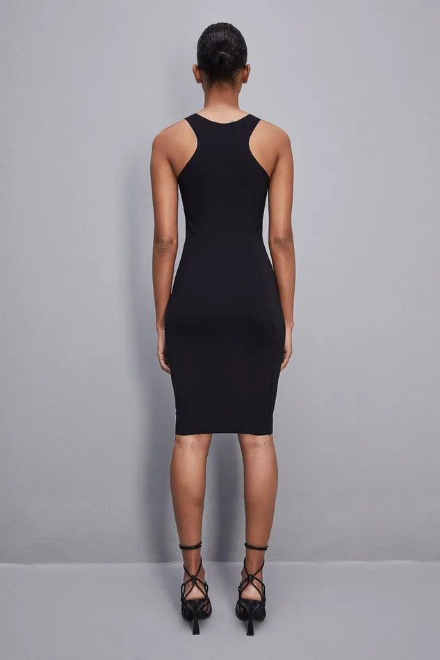 Patrizia Pepe Black Stretch Sheath Dress Nero Apparel Mini