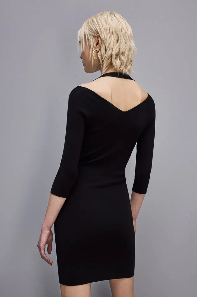 Patrizia Pepe Bodycon Dress In Viscose Blend Black Nero Apparel Mini
