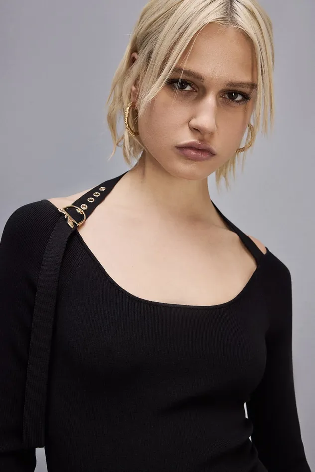 Patrizia Pepe Bodycon Dress In Viscose Blend Black Nero Apparel Mini