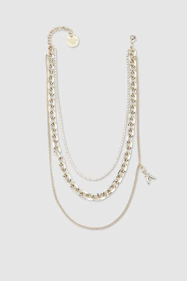 Patrizia Pepe Brass And Glass Necklace Gold Gold Crystal Accessories