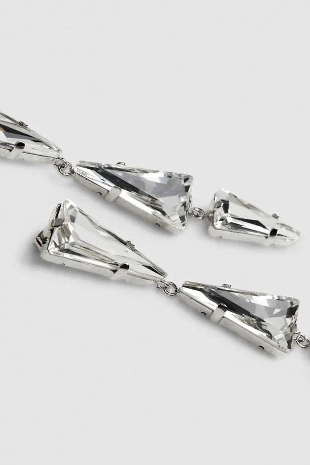 Patrizia Pepe Brass Earrings With Rhinestones Silver Crystal Strass Accessories