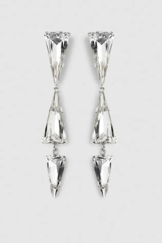 Patrizia Pepe Brass Earrings With Rhinestones Silver Crystal Strass Accessories