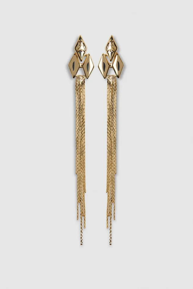 Patrizia Pepe Brass Pendant Earrings Gold Light Shiny Gold Accessories