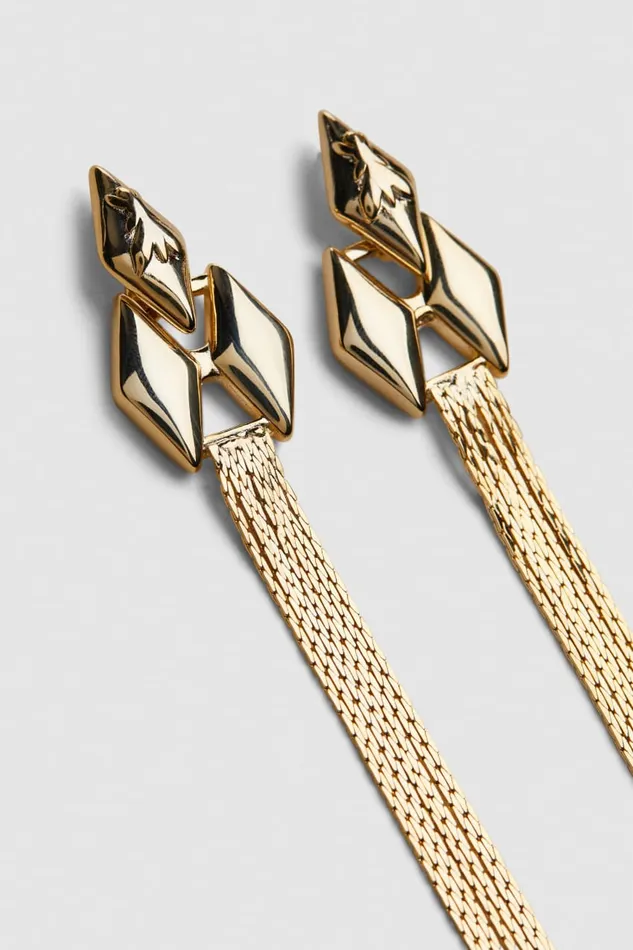Patrizia Pepe Brass Pendant Earrings Gold Light Shiny Gold Accessories