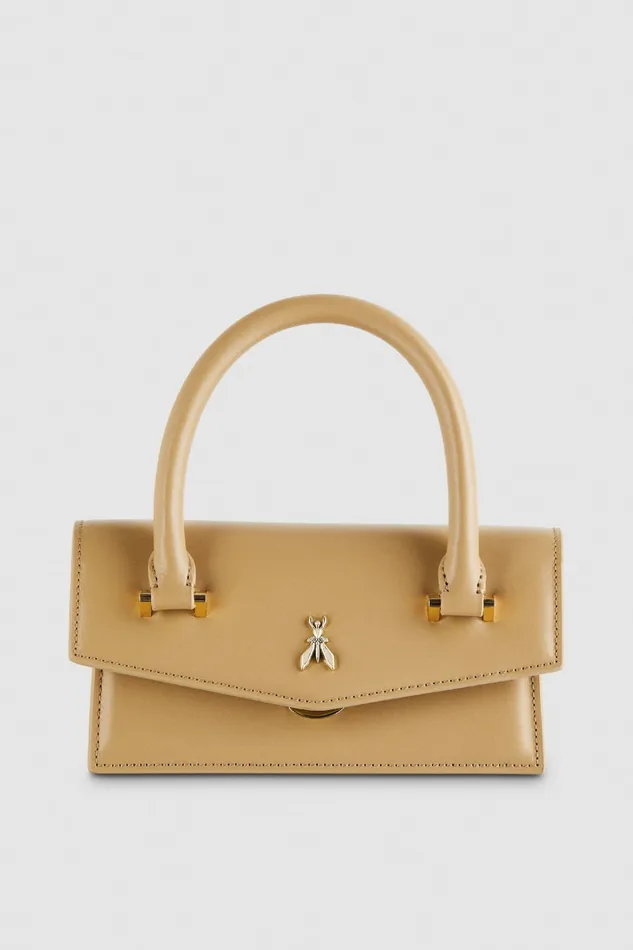 Patrizia Pepe Brown Leather Fly Bamby Bag With Strap Winter Sand Bags Handbags