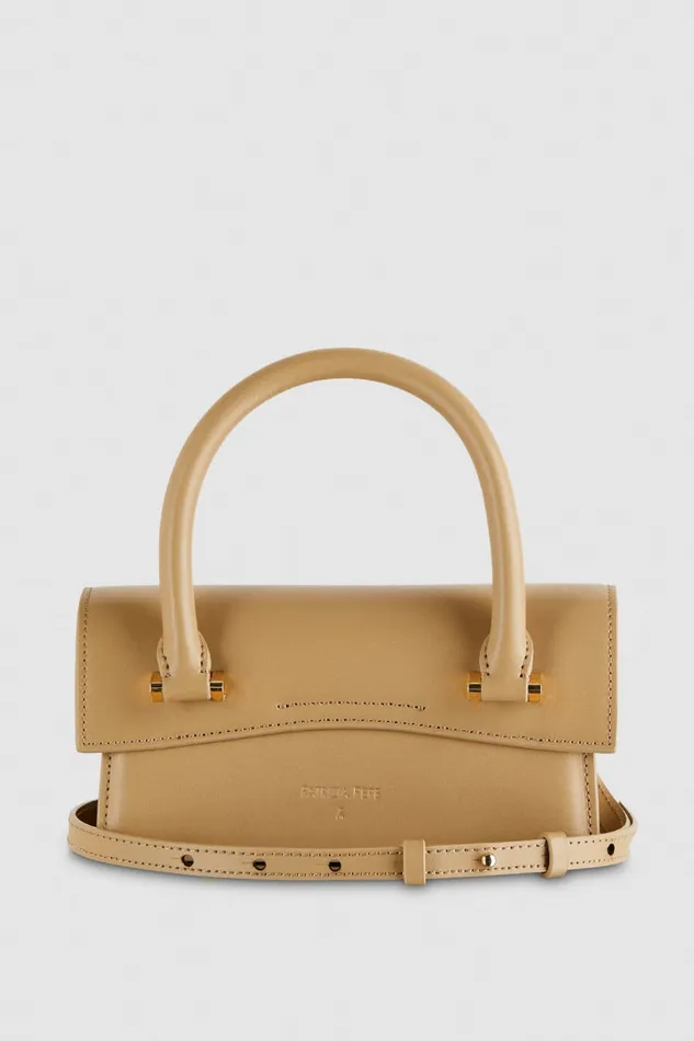 Patrizia Pepe Brown Leather Fly Bamby Bag With Strap Winter Sand Bags Handbags