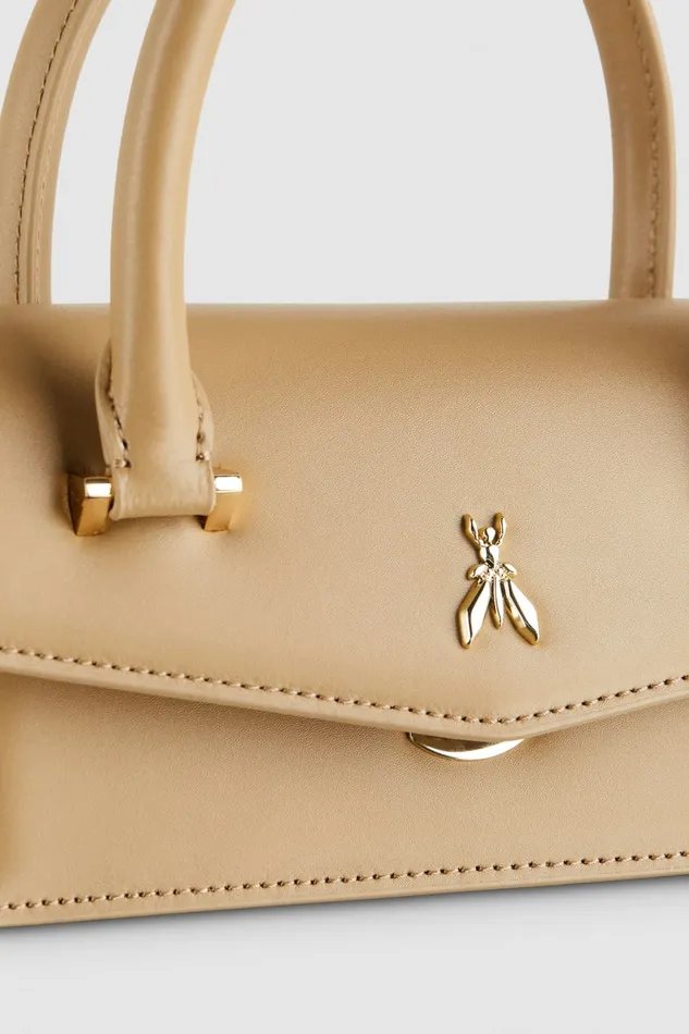 Patrizia Pepe Brown Leather Fly Bamby Bag With Strap Winter Sand Bags Handbags