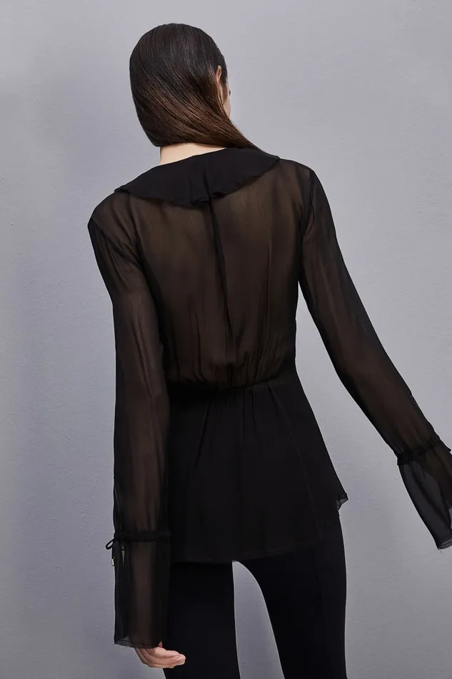 Patrizia Pepe Chiffon Blouse Black Nero Apparel Blouses