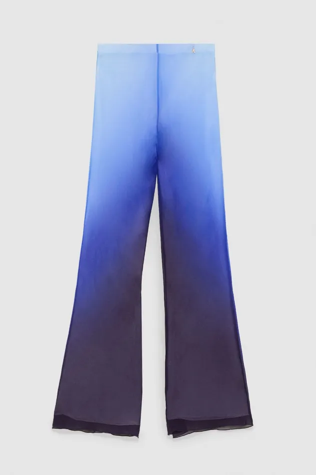 Patrizia Pepe Chiffon Pants With Degrad Print Light Blue Waveprintdegrad Apparel Flared