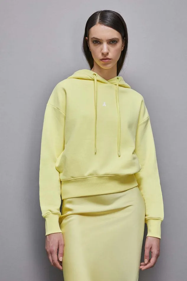 Patrizia Pepe Cotton Hoodie Yellow Dreamlike Yellow Apparel Sweatshirts