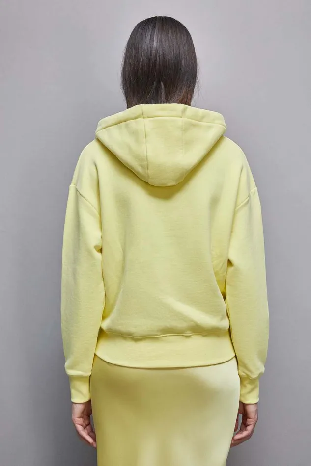 Patrizia Pepe Cotton Hoodie Yellow Dreamlike Yellow Apparel Sweatshirts