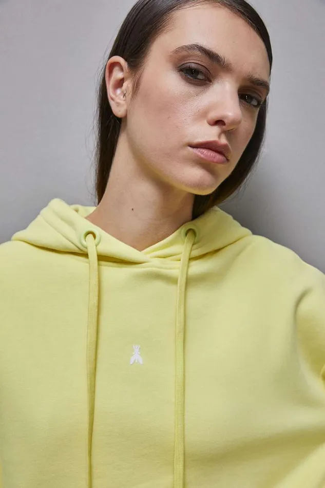 Patrizia Pepe Cotton Hoodie Yellow Dreamlike Yellow Apparel Sweatshirts