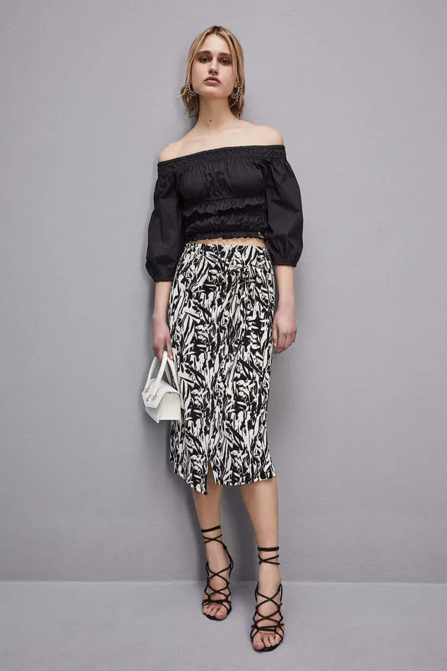 Patrizia Pepe Cotton Offshoulder Top Black Nero Apparel Tops