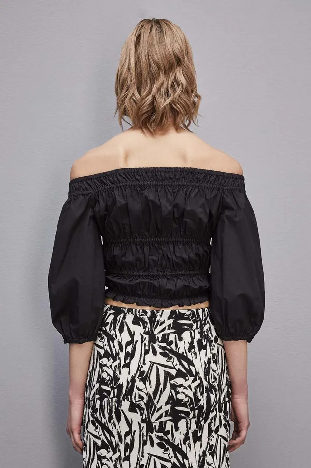 Patrizia Pepe Cotton Offshoulder Top Black Nero Apparel Tops