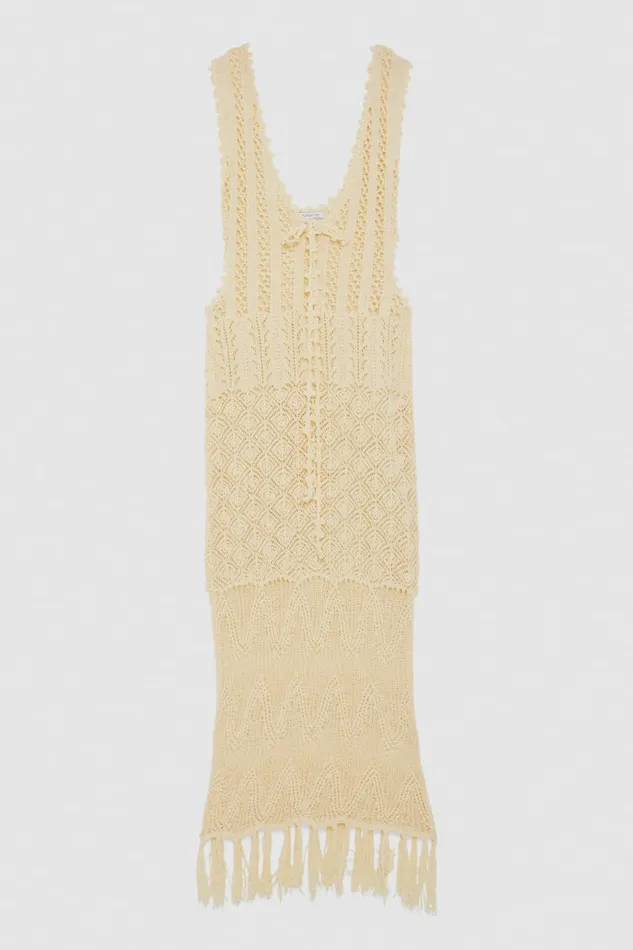 Patrizia Pepe Crocheteffect Dress Made Of Recycled Nylon White Raw White Apparel Knit