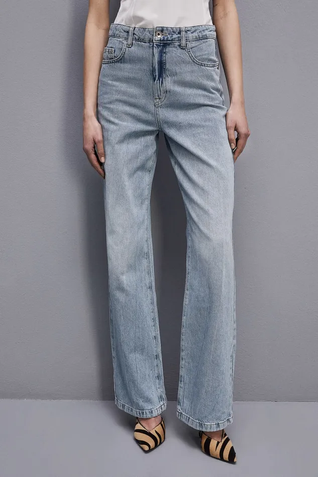 Patrizia Pepe Denim Pants With Rhinestones Light Blue Light Bleached Wash Apparel Jeans