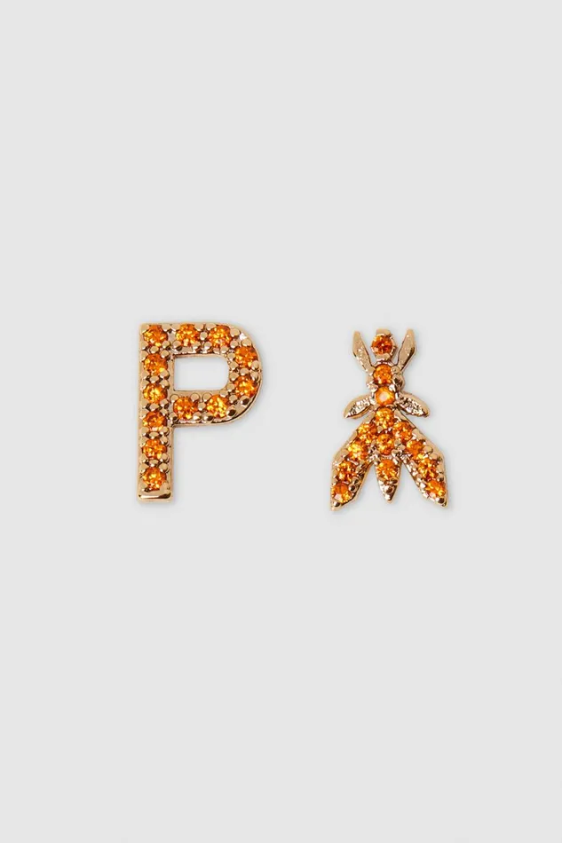 Patrizia Pepe Earrings With Rhinestones Orange Shiny Orange Accessories