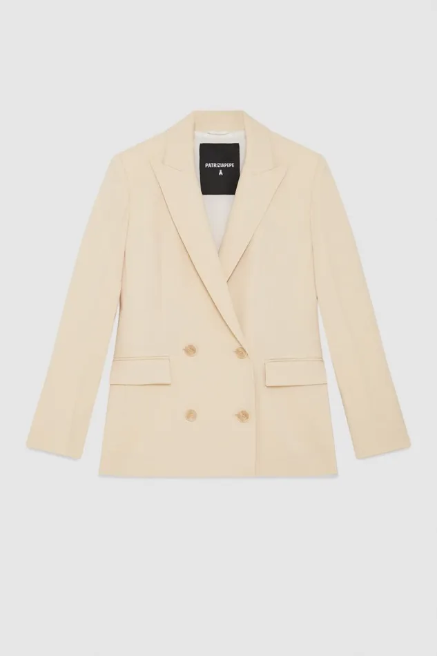 Patrizia Pepe Essential Crepe Doublebreasted Blazer Beige Golden Beige Apparel Blazers