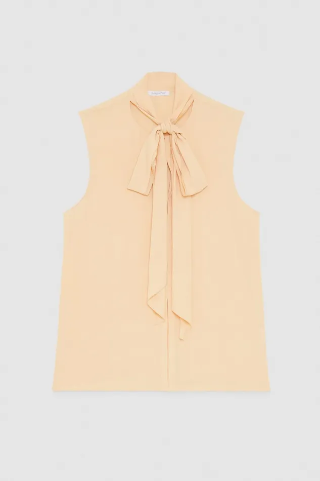 Patrizia Pepe Essential Crepe Top Beige Golden Beige Apparel Blouses