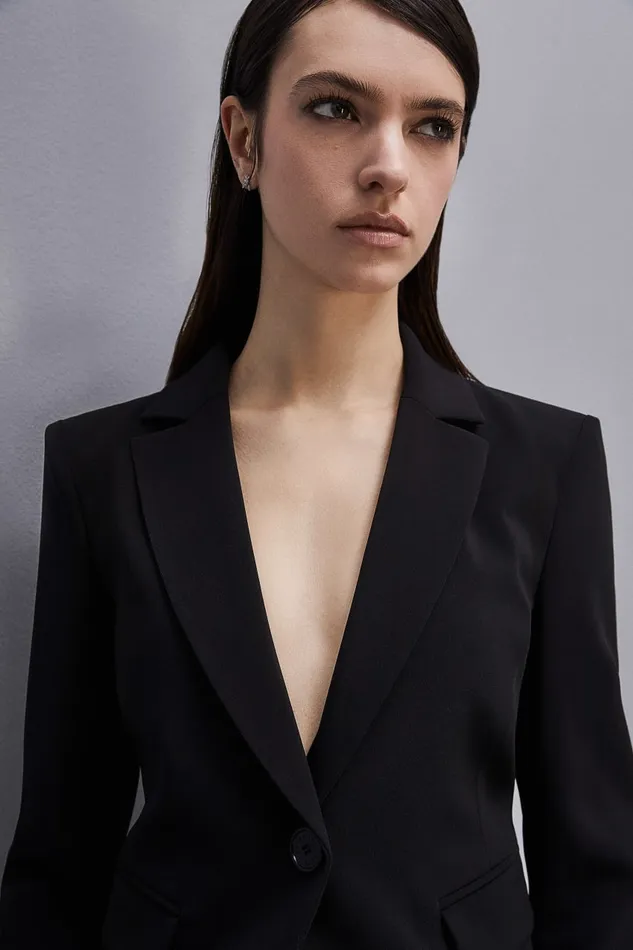 Patrizia Pepe Essential Onebutton Jacket Black Nero Apparel Blazers