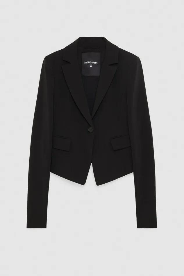 Patrizia Pepe Essential Onebutton Jacket Black Nero Apparel Blazers