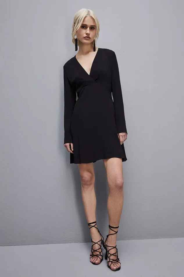 Patrizia Pepe Essential Viscose Crepe Dress Black Nero Apparel Mini