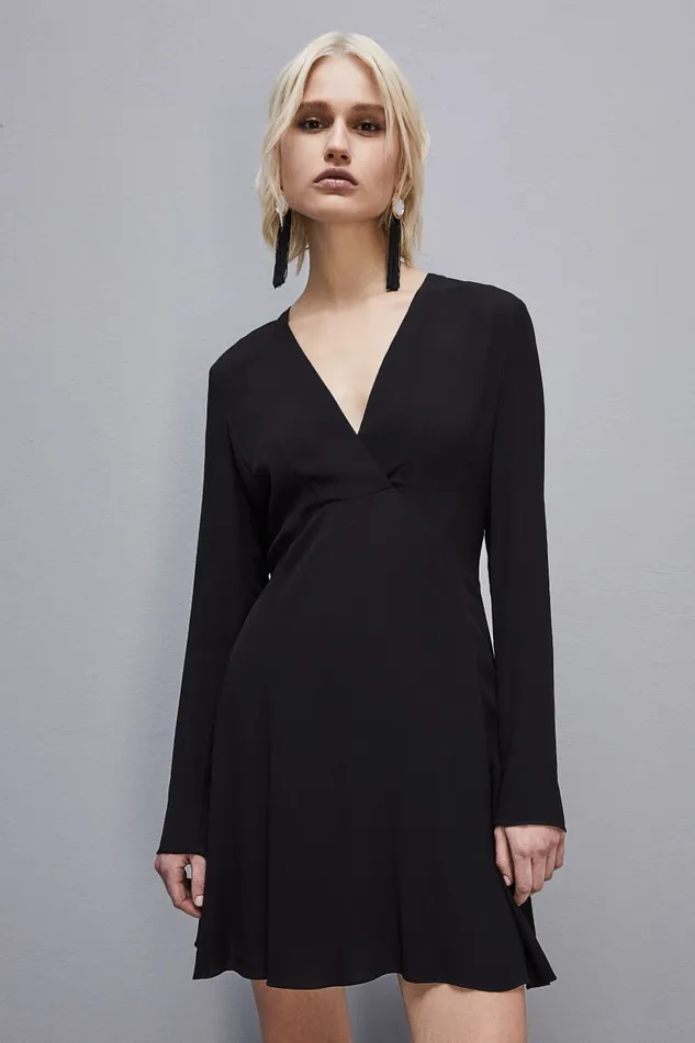 Patrizia Pepe Essential Viscose Crepe Dress Black Nero Apparel Mini