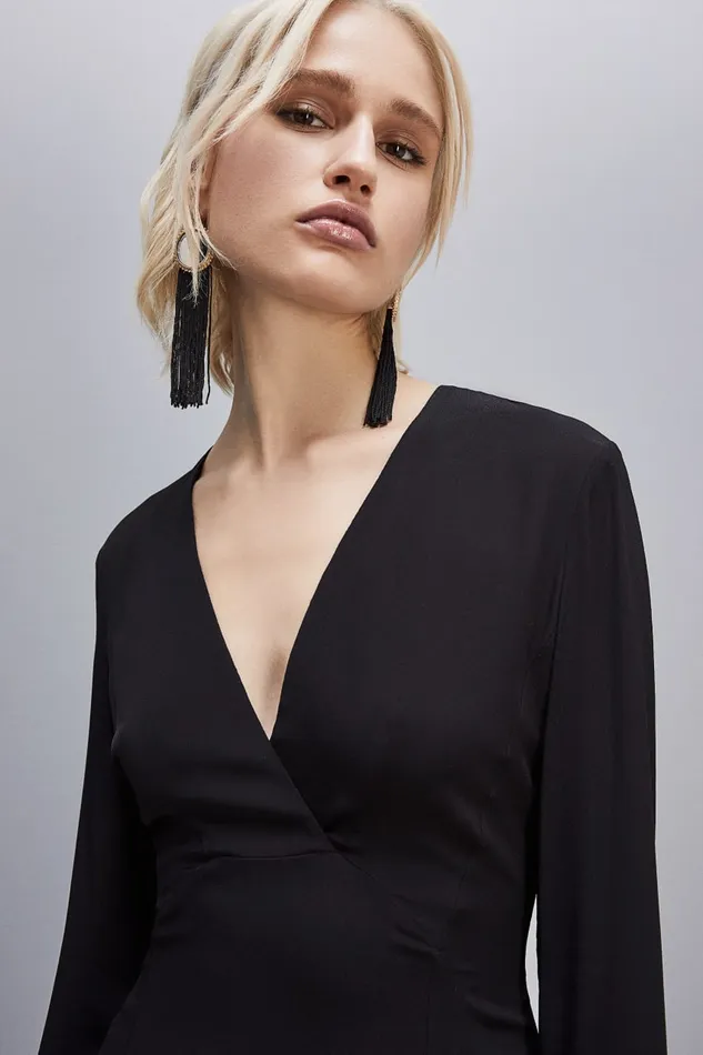 Patrizia Pepe Essential Viscose Crepe Dress Black Nero Apparel Mini