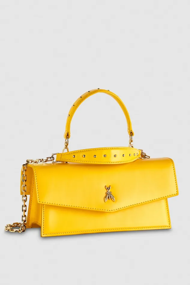 Patrizia Pepe Fly Bamby Leather Banana Yellow Banana Yellow Bags Crossbodys