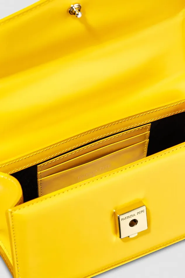 Patrizia Pepe Fly Bamby Leather Banana Yellow Banana Yellow Bags Crossbodys