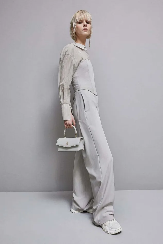Patrizia Pepe Fly Bamby Leather Shoulder Bag Grey Utopia Gray Bags Handbags