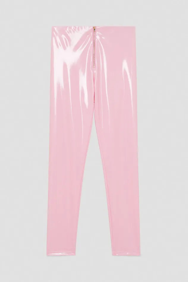 Patrizia Pepe Highwaisted Faux Leather Leggings Pink Cold Pink Apparel Slim and Skinny