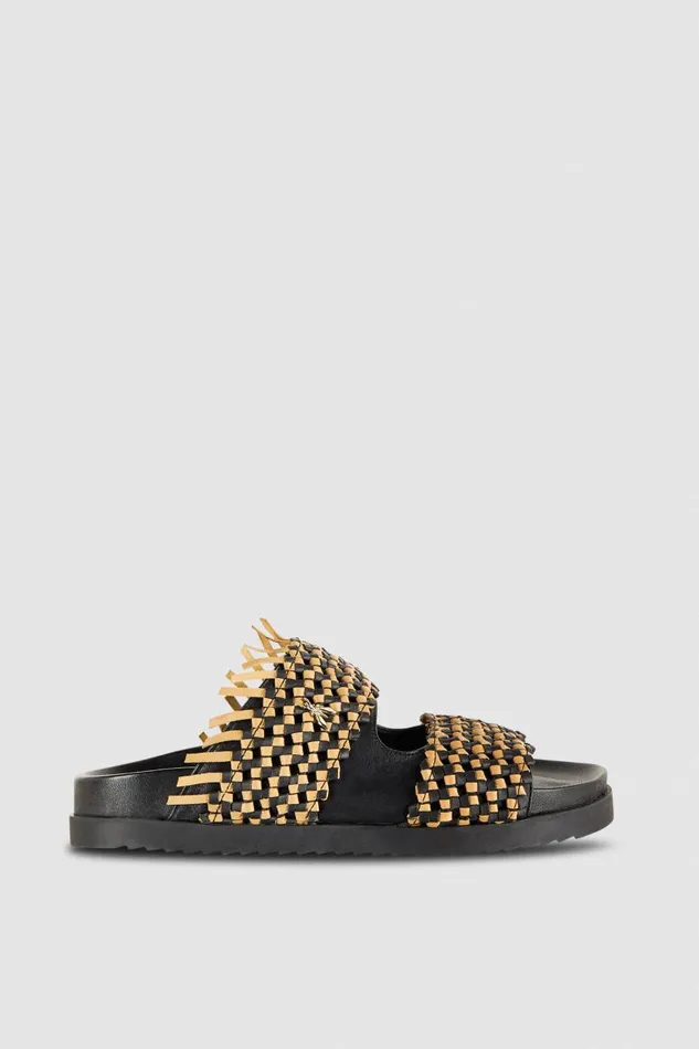 Patrizia Pepe Leather Sandal Slippers Sandblack Footwear