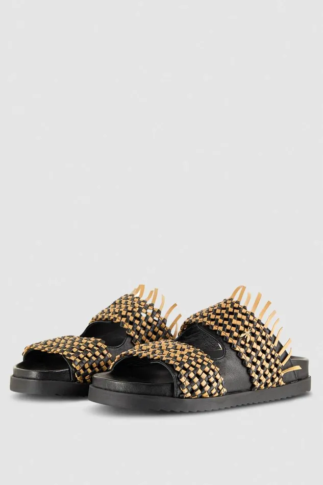 Patrizia Pepe Leather Sandal Slippers Sandblack Footwear