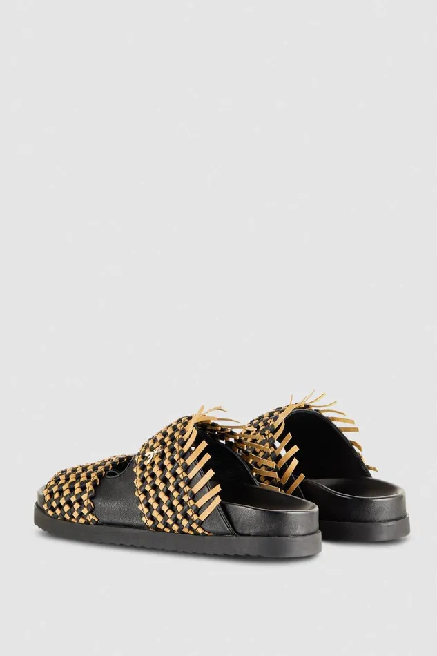 Patrizia Pepe Leather Sandal Slippers Sandblack Footwear
