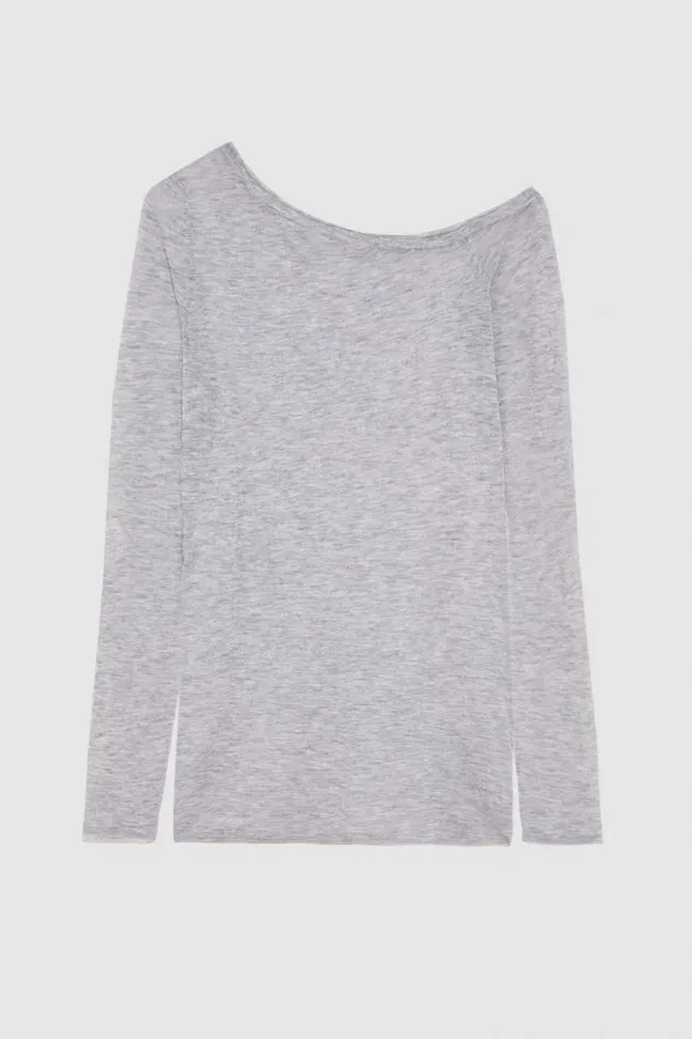 Patrizia Pepe Longsleeved Wool Sweater Grey Grigio Melange Apparel Sweaters