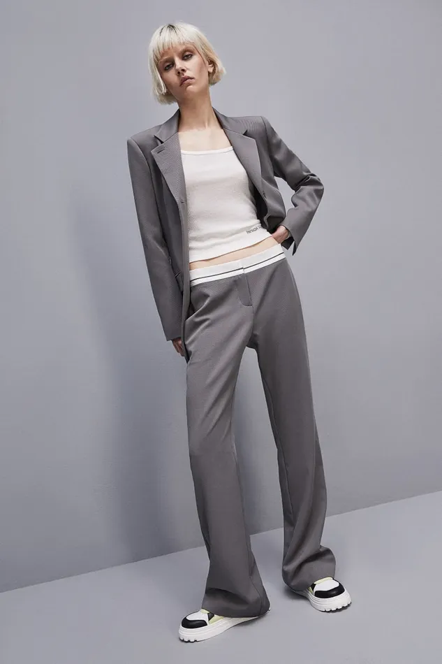 Patrizia Pepe Lowwaisted Pants In Comfort Fabric Grey Dim Gray Apparel Straight Cut