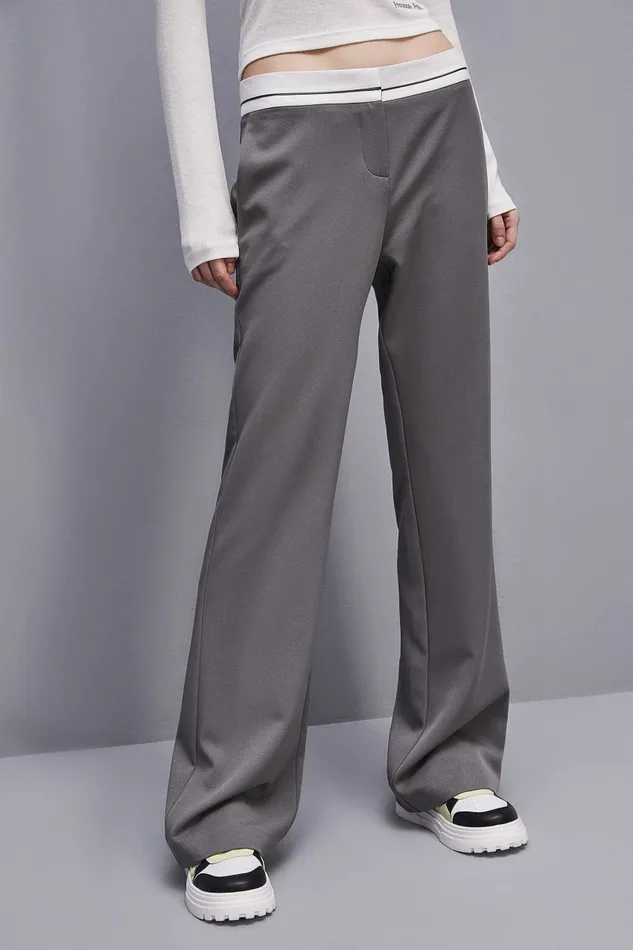 Patrizia Pepe Lowwaisted Pants In Comfort Fabric Grey Dim Gray Apparel Straight Cut