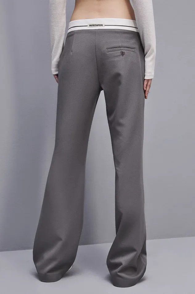 Patrizia Pepe Lowwaisted Pants In Comfort Fabric Grey Dim Gray Apparel Straight Cut