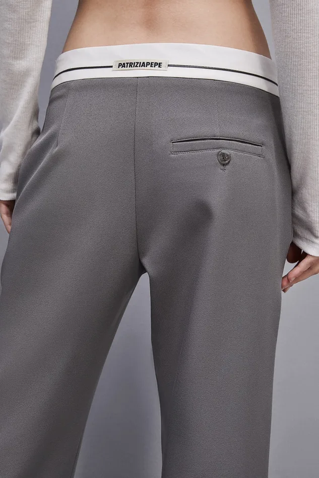 Patrizia Pepe Lowwaisted Pants In Comfort Fabric Grey Dim Gray Apparel Straight Cut