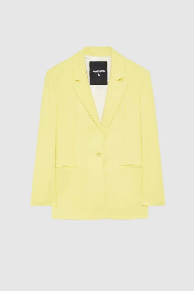 Patrizia Pepe Onebutton Flannel Blazer Yellow Dreamlike Yellow Apparel Blazers