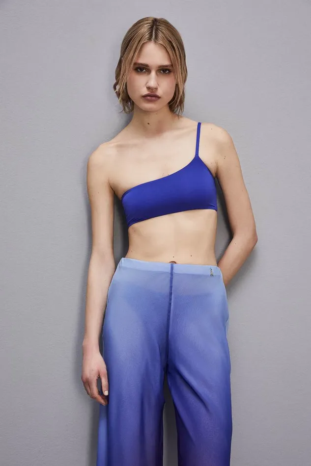 Patrizia Pepe Oneshoulder Bikini Top Light Blue Blue Wave Apparel Beachwear